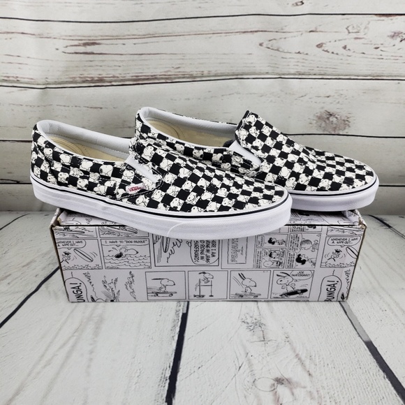 Vans Other - Van's Snoopy Checker Slip-On Shoes Charlie Brown
